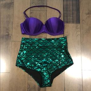 🧜🏽‍♀️ Mermaid Shiny Glitter Bikini High Waist
